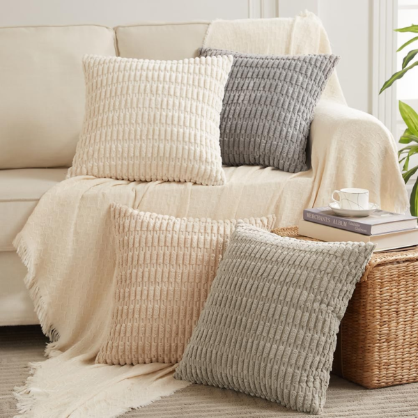 4 Packs Neutral Decorative Throw Pillow Covers 45X45 Cm