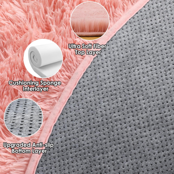 Baby Pink round Area Rug 6Ft - Image 4