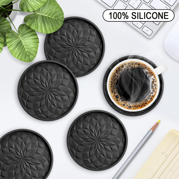 6 Pack Silicone Coasters Holder