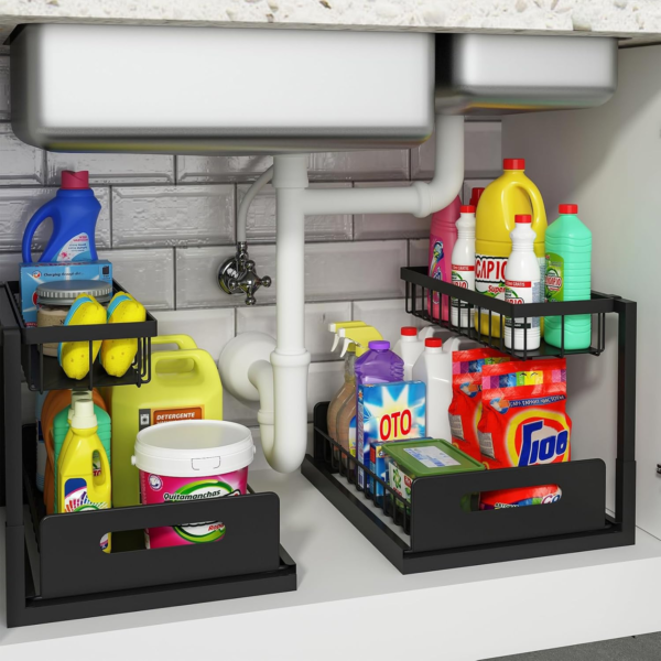 under Sink Organizer, Black, 2 Pack - Image 2