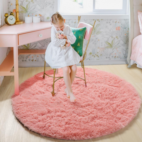 Baby Pink round Area Rug 6Ft