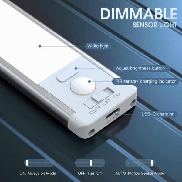 Under Cabinet Lights, 2 Pack Magnetic Dimmable Closet Lights - Image 4