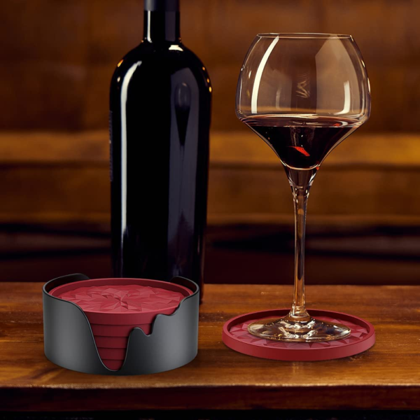6 Pack Silicone Coasters Holder - Image 8