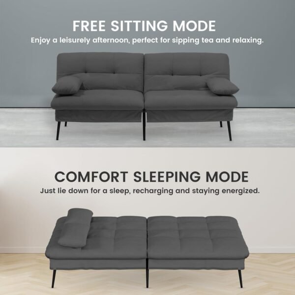Fabric Futon Couch with Adjustable Backrest - Image 7