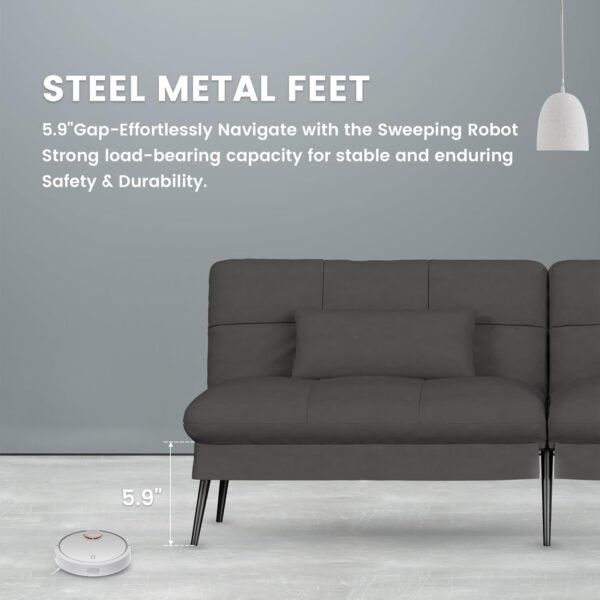 Fabric Futon Couch with Adjustable Backrest - Image 8