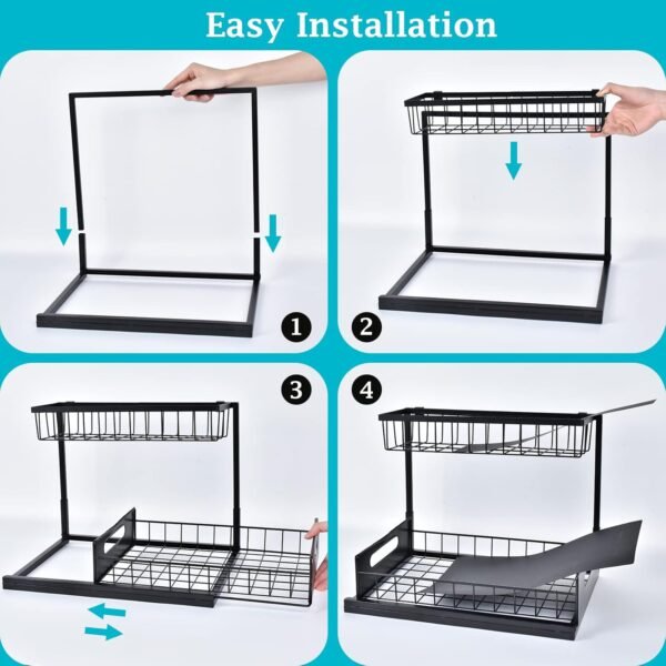 under Sink Organizer, Black, 2 Pack - Image 8