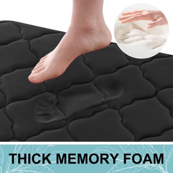 Memory Foam Bath Mat Rug 24X16, Machine Wash Dry, Comfortable, Black - Image 5