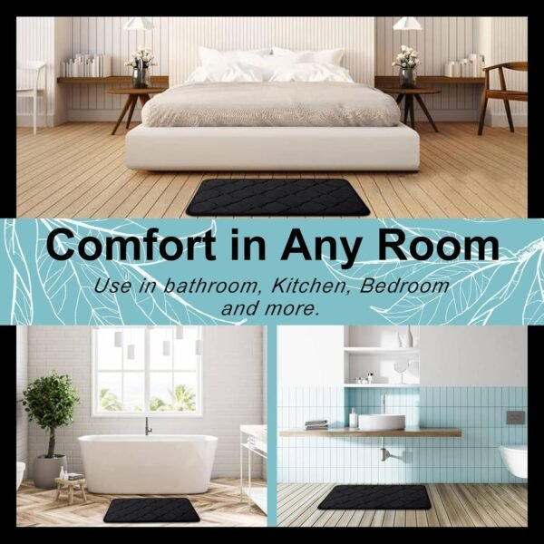 Memory Foam Bath Mat Rug 24X16, Machine Wash Dry, Comfortable, Black - Image 10