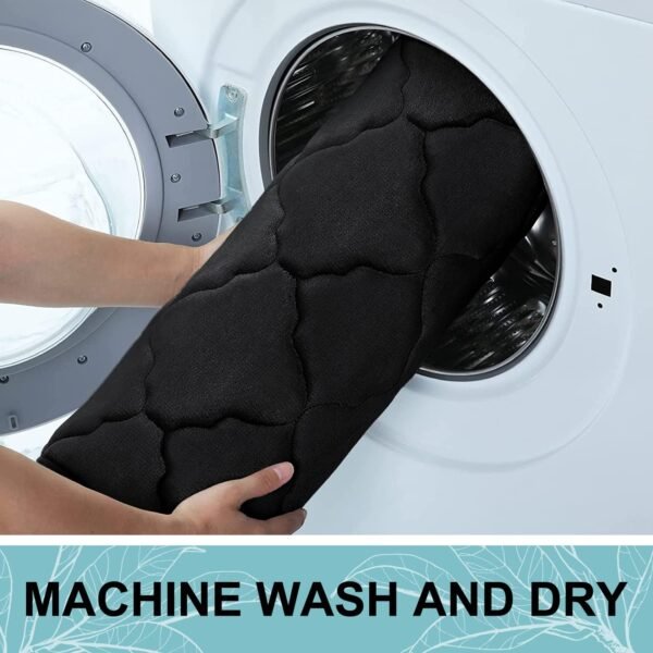 Memory Foam Bath Mat Rug 24X16, Machine Wash Dry, Comfortable, Black - Image 9