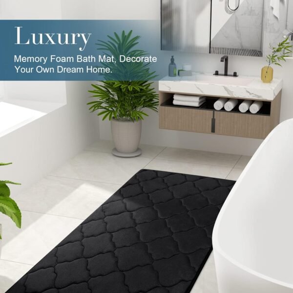 Memory Foam Bath Mat Rug 24X16, Machine Wash Dry, Comfortable, Black - Image 8