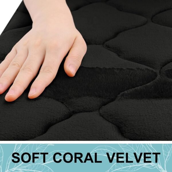 Memory Foam Bath Mat Rug 24X16, Machine Wash Dry, Comfortable, Black - Image 4