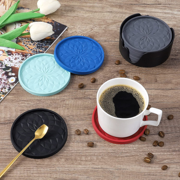 6 Pack Silicone Coasters Holder - Image 6