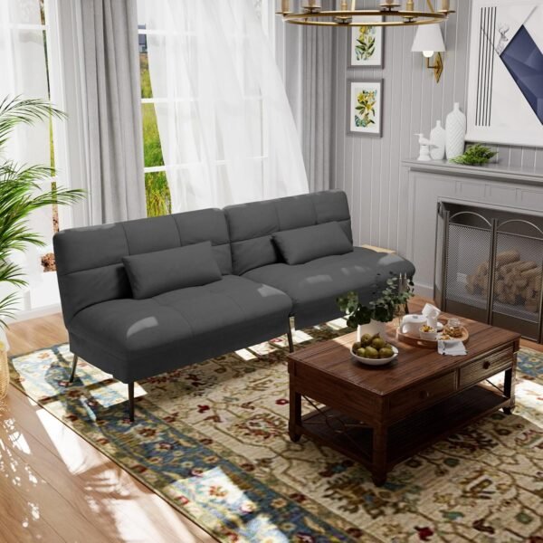 Fabric Futon Couch with Adjustable Backrest