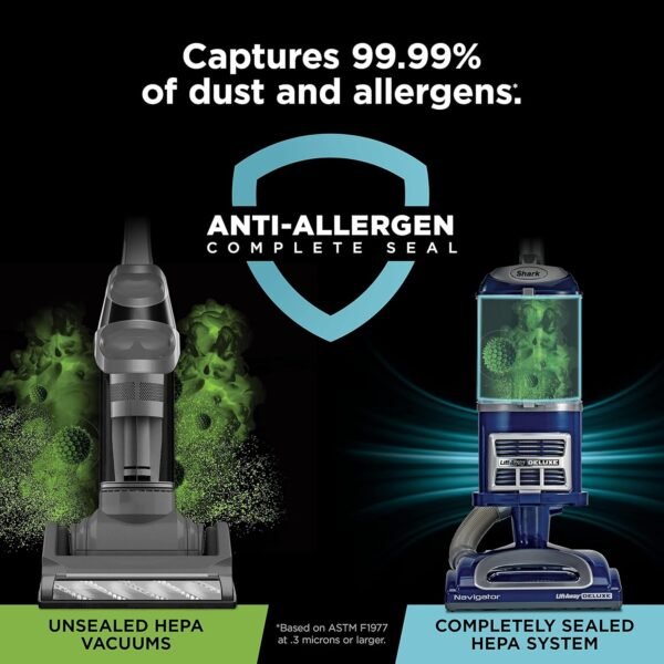 Upright Vacuum with Large Dust Cup Capacity, HEPA Filter, Swivel Steering, Upholstery Tool & Crevice Tool, Blue - Image 10
