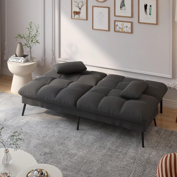 Fabric Futon Couch with Adjustable Backrest - Image 6