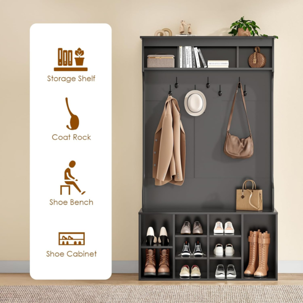 Entryway Bench with 7 Coat Racks and Seating - Image 5
