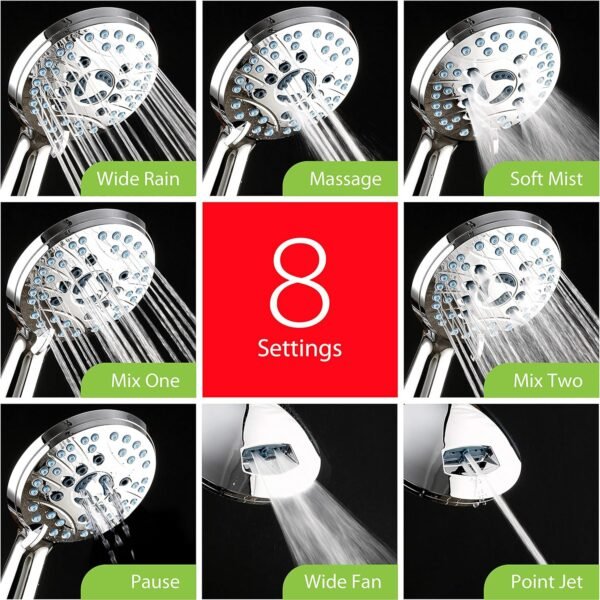 Aquacare High Pressure 8-Mode Handheld Shower Head - Image 5