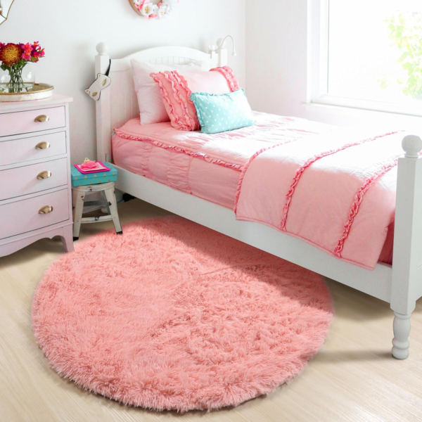 Baby Pink round Area Rug 6Ft - Image 5