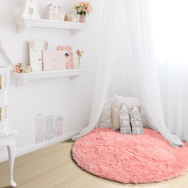 Baby Pink round Area Rug 6Ft - Image 7