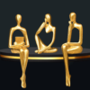 Gold Home Decor Large Thinker Statue Accents, Set of 3 - Image 2