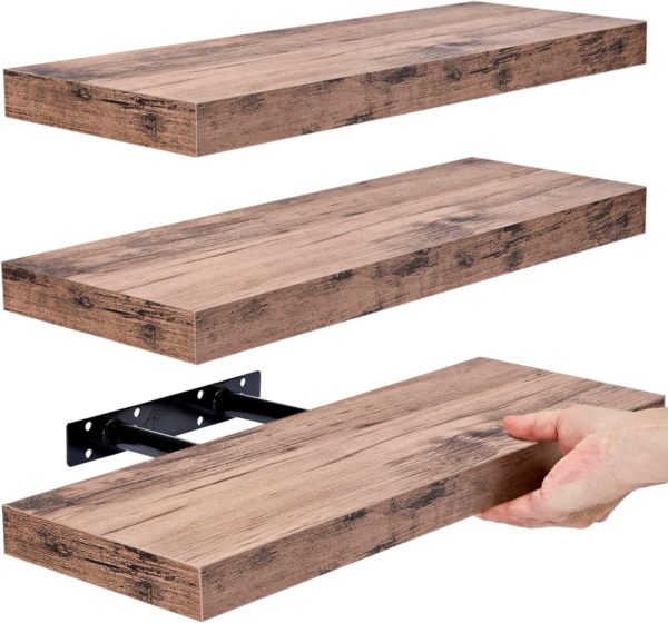 Floating Shelves for Wall, (Mahogany, 3 Pack) - Image 9